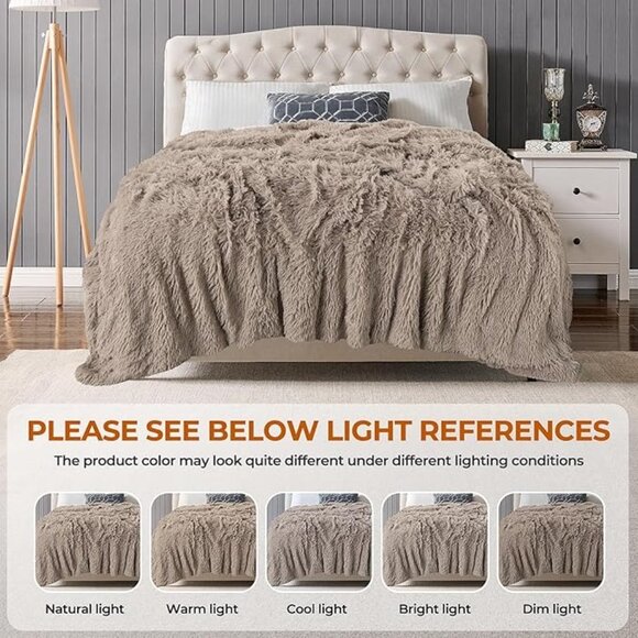 TOONOW Extra Soft Fuzzy Faux Fur Blanket Queen Size 78"x90", Reversible … - Picture 12 of 16